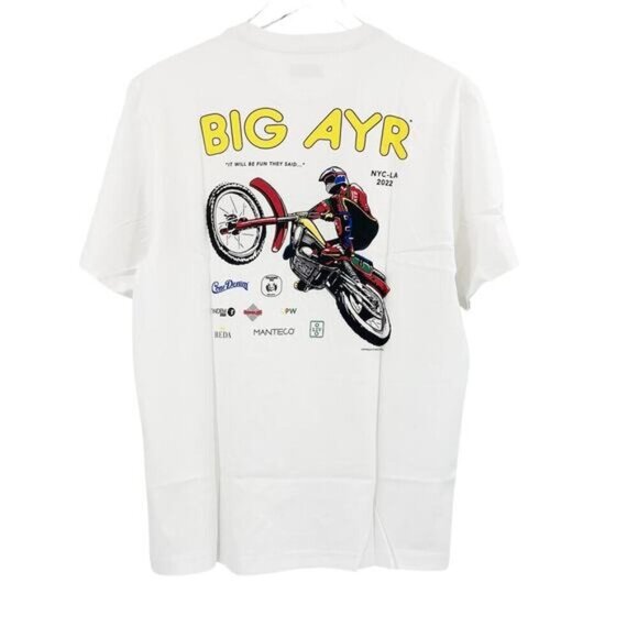 NWT AYR The Big AYR Mens White Graphic Tee Dirt Bike Cotton - Picture 4 of 9